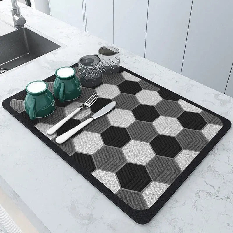 Tapete Escorredor Absorvente Mágico 0 Mop Fácil 30x40cm Hexágonos
