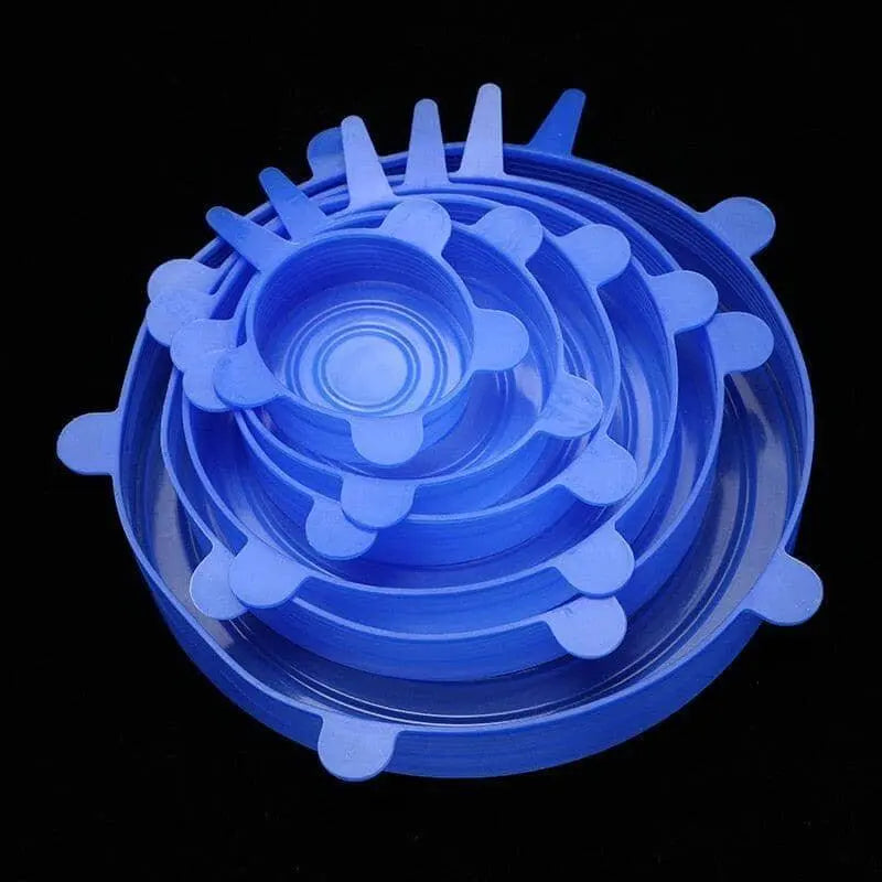 Jogo de Tampas de Vedação Silicone 0 Mop Fácil Blue 6Pcs 