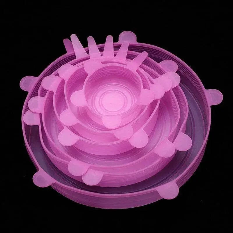 Jogo de Tampas de Vedação Silicone 0 Mop Fácil pink 6Pcs 