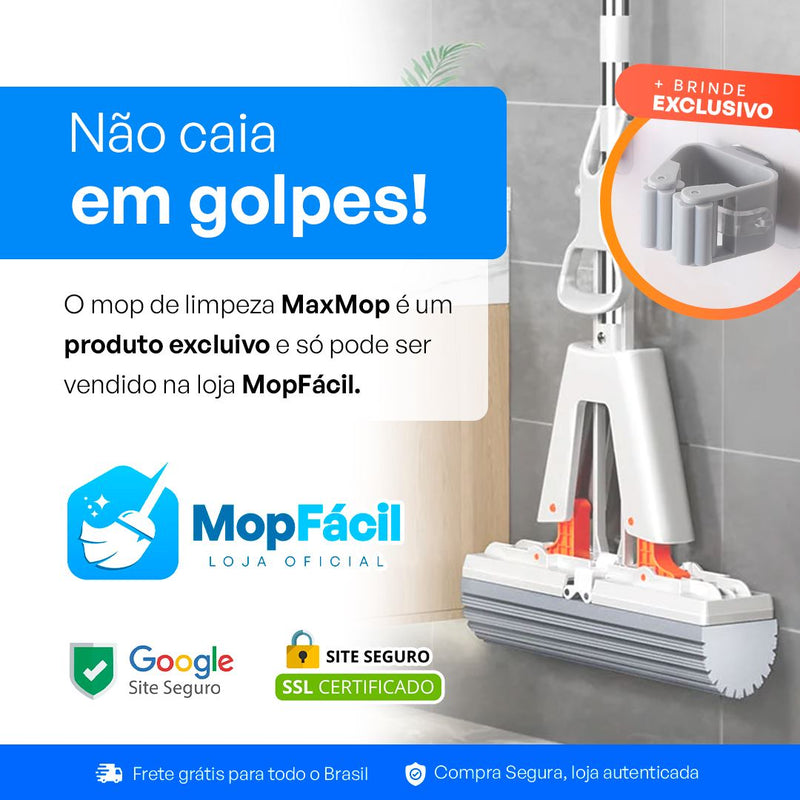 MaxMop©: Limpeza Fácil e Rápida! (Com Balde Incluso) Mop Fácil 